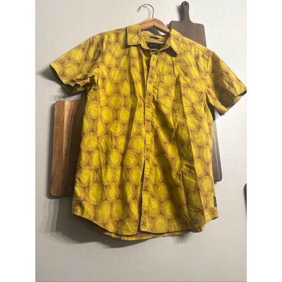 PrAna retro circle design button up short sleeve size Small - Picture 1 of 5